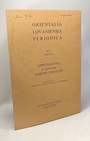 Image du vendeur pour Sur le naufrage de la littrature historique de l'ge hellnistique --- Orientalia lovaniensia periodica - 6/7 1975-1976 miscellanea in honorem Josephi Verote mis en vente par crealivres