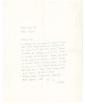 Lettera autografa firmata, inviata a Piero Bigongiari