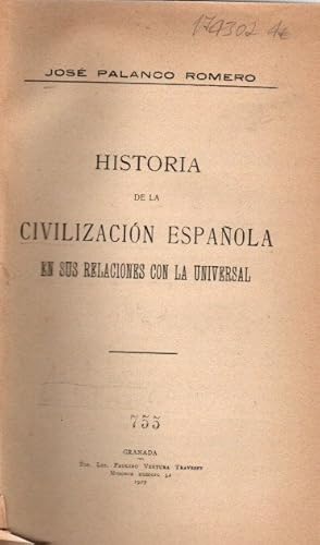 Bild des Verkufers fr Historia de la civilizacin espaola en sus relaciones con la universal . zum Verkauf von Librera Astarloa