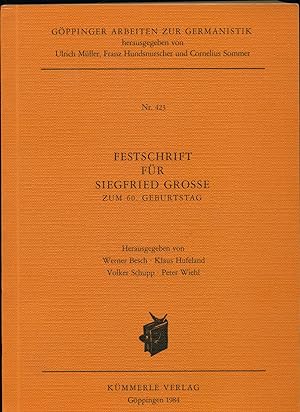 Image du vendeur pour Festschrift fr Siegfried Grosse Zum 60. Geburtstag mis en vente par avelibro OHG
