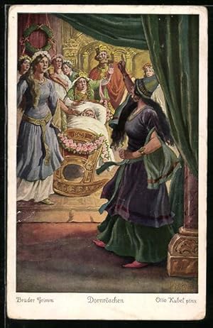 Bild des Verkufers fr Knstler-Ansichtskarte Otto Kubel: Die Dreizehnte Zauberin verflucht Dornrschen zum Verkauf von Bartko-Reher