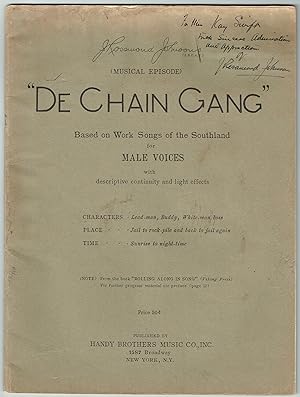 Seller image for Sheet music for "De Chain Gang" by J. Rosemond Johnson, signed and inscribed by Johnston to the composer Kay Swift. for sale by Kotte Autographs GmbH
