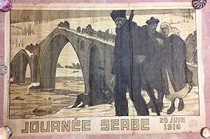 Affiche Originale lithographiée Journée Serbe 25 Juin 1916