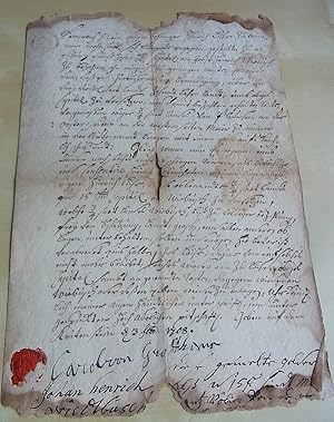 Bild des Verkufers fr Dokument 1708 Haus KRIETENSTEIN (Bad Essen-Linne), Signatur Karl von GROTHAUS zum Verkauf von Versandantiquariat tucholsklavier