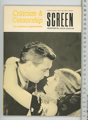 Image du vendeur pour Screen Vol 27 No.2 1986 Criticism and Censorship mis en vente par Joe Orlik Books