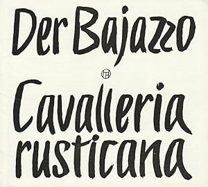 Seller image for Programmheft Ruggiero Leoncavallo DER BAJAZZO / Pietro Mascagni CAVALLERIA RUSTICANA Premiere 18. Januar 1976 Spielzeit 1975 / 76 Heft 8 for sale by Programmhefte24 Schauspiel und Musiktheater der letzten 150 Jahre