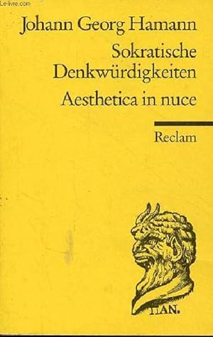 Bild des Verkufers fr Sokratische denkwrdigkeiten aesthetica in nuce - Universal-Bibliothek nr.926. zum Verkauf von Le-Livre