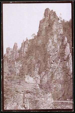 Bild des Verkufers fr Fotografie Brck, Sohn Meissen, Ansicht Zblitz i. Erzg., Blick zum Nonnenfelsen im Schwarzwassertal, Spiegelverkehrt zum Verkauf von Bartko-Reher