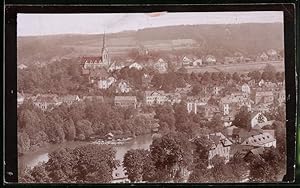 Bild des Verkufers fr Fotografie Brck, Sohn Meissen, Ansicht Bad Elster, Blick auf die Stadt mit Kirche, Spiegelverkehrt zum Verkauf von Bartko-Reher