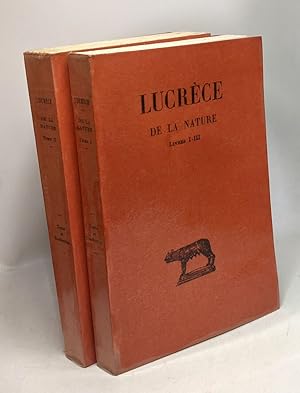 Seller image for De la Nature - 2 volumes: Livres I-III (3e tirage 1972)+ Livres IV-VI (4e tirage 1975) /collection des universits de France texte tabli et traduit par Alfred Ernout for sale by crealivres