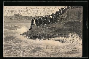 Bild des Verkufers fr Ansichtskarte Borkum, Springflut an der Nordecke zum Verkauf von Bartko-Reher
