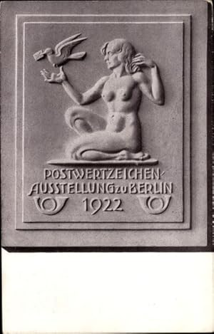 Ganzsache Ansichtskarte / Postkarte Berlin, Postwertzeichenausstellung 1922, Plastik, Frauenakt, ...