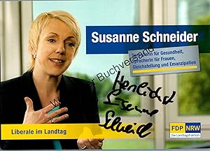 Seller image for Original Autogramm Susanne Schneider MdL FDP NRW /// Autograph signiert signed signee for sale by Antiquariat im Kaiserviertel | Wimbauer Buchversand