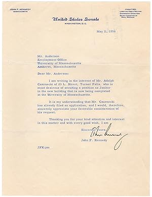 Imagen del vendedor de Kennedy, John F. (1917-1963) - Fine typed letter signed a la venta por Andreas Wiemer Historical Autographs