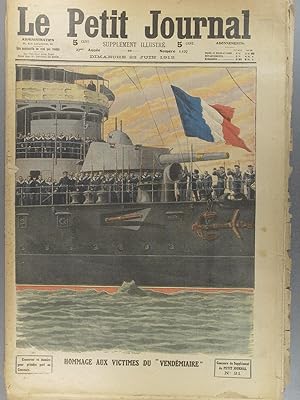 Imagen del vendedor de Le Petit journal - Supplment illustr N 1127 : Hommage aux marins du sous-marin "Le Vendmiaire". (Gravure en premire page). Gravure en dernire page: Un aroplane en feu. 23 juin 1912. a la venta por Librairie Et Ctera (et caetera) - Sophie Rosire