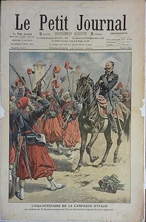 Le Petit journal - Supplément illustré N° 969 : Les soldats du 8e Zouaves acclament Victor-Emmanu...