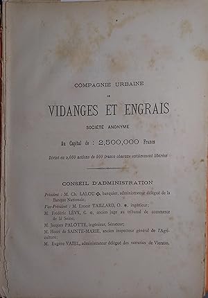 Présentation de la Société, historique de l'industrie de la vidange. (Usine d'Arcueil).