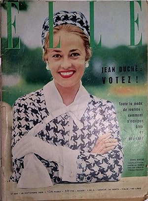 Elle. L'hebdomadaire de la femme. N° 666. Jeanne Moreau en couverture. 29 septembre 1958.
