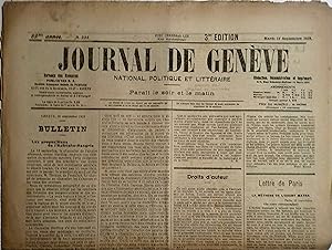 Journal de Genève. National, politique et littéraire. 85e année N° 258. 17 septembre 1918.
