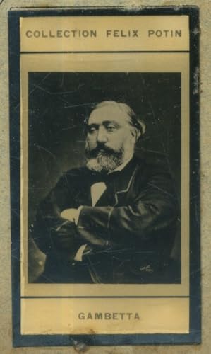 Bild des Verkufers fr Photographie de la collection Flix Potin (4 x 7,5 cm) reprsentant : Lon Gambetta, homme politique. Dbut XXe. Vers 1900. zum Verkauf von Librairie Et Ctera (et caetera) - Sophie Rosire