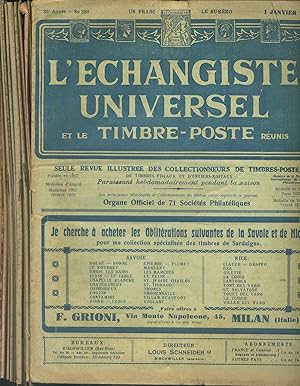 Imagen del vendedor de L'changiste universel. Anne 1931 incomplte. Numros 280  313. Sauf 281 et 283. Revue illustre des collectionneurs de timbres-poste, de timbres fiscaux et d'entiers postaux. a la venta por Librairie Et Ctera (et caetera) - Sophie Rosire