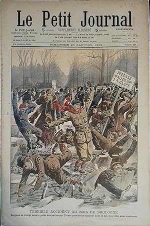 Le Petit journal - Supplément illustré N° 897 : La glace se rompt au Bois de Boulogne.(Gravure en...