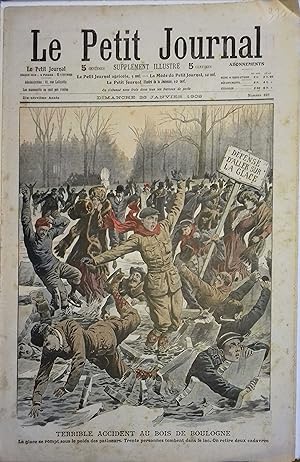 Le Petit journal - Supplément illustré N° 897 : La glace se rompt au Bois de Boulogne.(Gravure en...