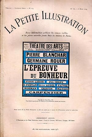La Petite illustration théâtrale N° 113 : L'épreuve du bonheur, pièce de Henri Clerc. 8 mars 1924.
