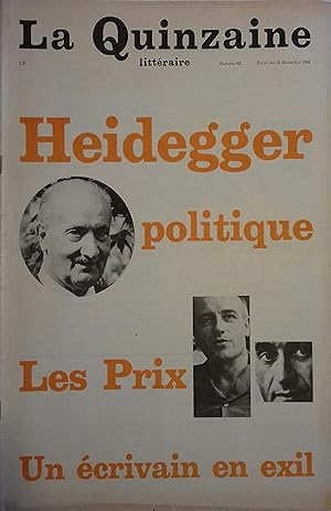 La Quinzaine Littéraire N° 62. Décembre 1968.