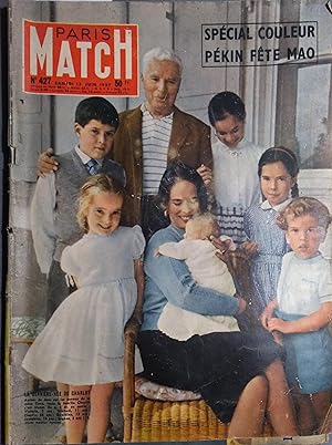 Paris Match N° 427 : La famille Chaplin en couverture. Pékin fête Mao - La dernière-née de Charlo...