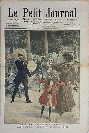 Le Petit journal - Supplément illustré N° 973 : Drame au jardin du Luxembourg. (Gravure en premiè...