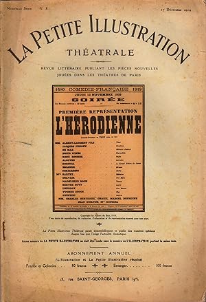 Seller image for La Petite illustration thtrale N 8 : L'Hrodienne, pice d'Albert Du Bois. 27 dcembre 1919. for sale by Librairie Et Ctera (et caetera) - Sophie Rosire