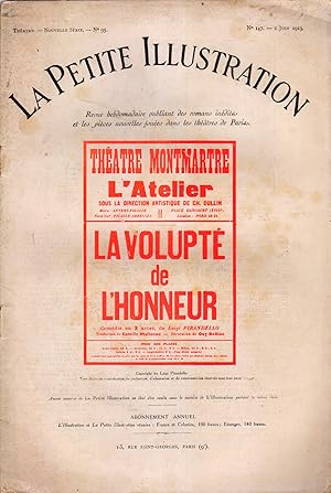 La Petite illustration théâtrale N° 95 : La volupté de l'honneur, pièce de Luigi Pirandello. 2 ju...