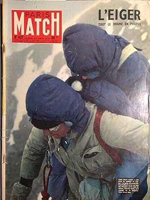 Paris Match N° 437 : En couverture, Claude Corti au sommet de l'Eiger. L'Eiger, tout le drame en ...