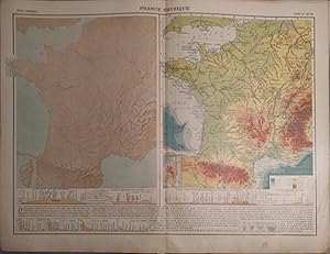 France physique. Carte N° 48-49 extraite de l'Atlas classique (Géographie moderne).