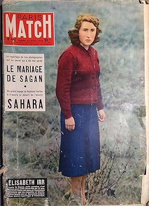 Paris Match N° 467. En couverture Elisabeth II. Mariage de Françoise Sagan, Naissance d'Albert de...