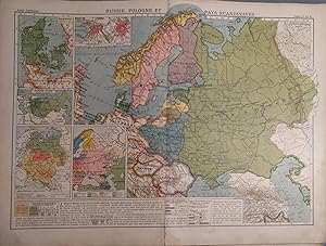 Russie, Pologne et Pays scandinaves. Carte N° 42-43 extraite de l'Atlas classique (Géographie mod...