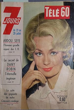 Télé 7 jours. Télé 60. En couverture : Dany Robin. 18-23 juillet 1960.