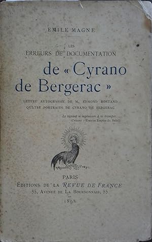 Seller image for Les erreurs de documentation de "Cyrano de Bergerac". Lettre de M. Edmond Rostand. Quatre portraits de Cyrano de Bergerac. for sale by Librairie Et Ctera (et caetera) - Sophie Rosire