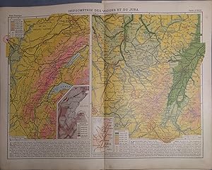 Seller image for Hypsomtrie des Vosges et du Jura. Carte N 60-61 extraite de l'Atlas classique (Gographie moderne). for sale by Librairie Et Ctera (et caetera) - Sophie Rosire