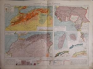 Seller image for Colonies franaises d'Afrique. Carte N 68-69 extraites de l'Atlas classique (Gographie moderne). for sale by Librairie Et Ctera (et caetera) - Sophie Rosire