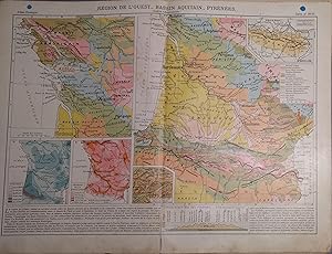 Région de l'Ouest - Bassin aquitain - Pyrénées (carte géologique). Carte N° 56-57 extraite de l'A...