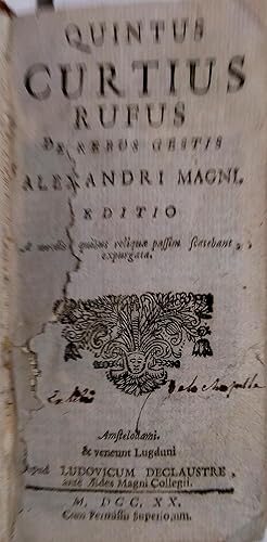 Image du vendeur pour Histoire d'Alexandre le Grand. En latin. Quintus Curtius Rufus de rebus gestis Alexandri Magni. mis en vente par Librairie Et Ctera (et caetera) - Sophie Rosire