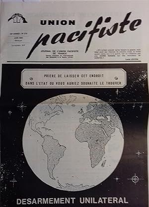 Union pacifiste. Journal mensuel de l'Union pacifiste de France - Section française de l'Internat...