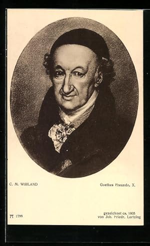Bild des Verkufers fr Knstler-Ansichtskarte Portrait C. M. Wieland, Serie Goethes Freunde X. zum Verkauf von Bartko-Reher