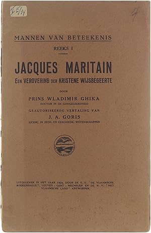 Image du vendeur pour Jacques Maritain : een verovering der kristene wijsbegeerte mis en vente par Untje.com