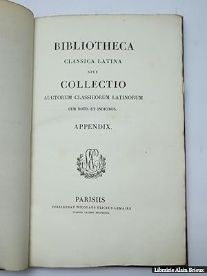 Bild des Verkufers fr Bibliotheca classica latina sive Collectio auctorum classicorum latinorum cum notis et indicibus. Index zum Verkauf von Librairie Alain Brieux