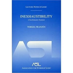 Bild des Verkufers fr Inexhaustibility: A Non-Exhaustive Treatment: Lecture Notes in Logic 16 zum Verkauf von WeBuyBooks