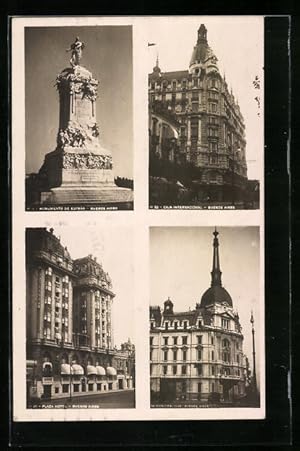 Seller image for Postcard Buenos Aires, Monumento de Espana, Caja Internacional, Plaza Hotel for sale by Bartko-Reher