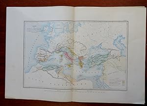Ancient Mediterranean World Roman Empire Carthage Punic War c 1870's Becquet map